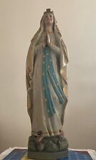 ANTIK Marienfigur Madonna von Lourdes Holz Geschnitzt Handbemalt 53 cm Hoch