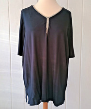 LEA H. CURVE Shirt Kurzarm schwarz, Strass-Ausschnitt PLUS SIZE    Gr.52  Nr.795