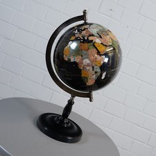 prächtiger Tisch Globus gefertigt aus Halbedelsteinen Malachit Perlmutt etc. RAR