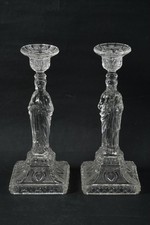 C25U42- 2 religiöse figürliche Pressglas Kerzenleuchter Jesus u Hl. Maria