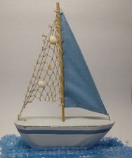 Formano Segelboot  Maritim Meer DEKO 34 cm Sommer Holz-Boot Segelschiff Jolle 