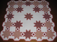 Hardanger Weihnachtsdecke-Handarbeit-Hardanger Stickerei-Sterne-Tischdecke-Neu