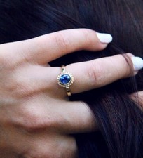 Ring Goldschmiedearbeit Safir 1,49ct Gelbgold 750 Brillanten