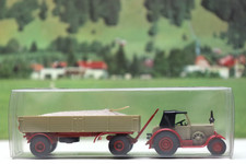 Brekina 1:87 Traktor Zugmaschine Lanz Bulldog mit Anhänger Bau AG in Ovp Nr.5049