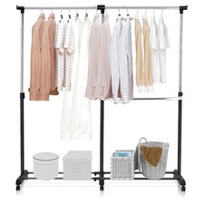 Ausziehbarer Kleiderständer Metall Teleskop Garderobe auf Rollen verstellbar