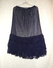 AMANDINE Crash Tüll Volant Rock A-Form LAGENLOOK Nacht-Blau 44-46-48-50-52 