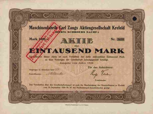 Maschinenfabrik carl zangs - carl,