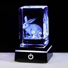 3D Kristall Hase Figur mit LED