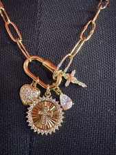 Kreuz-Bettelkette - große goldene Glieder mit Kreuzanhänger - NEU -