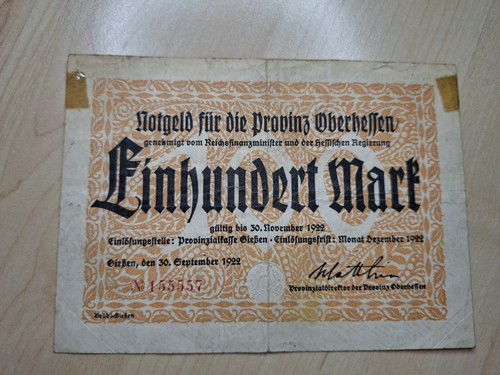 Notgeld gießen oberhessen 100 - notgeld,