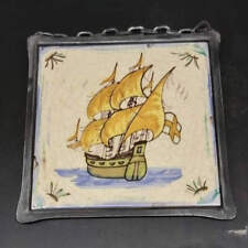 Villeroy & Boch alt: Fliese / Kachel / Untersetzer Segelschiff gelb