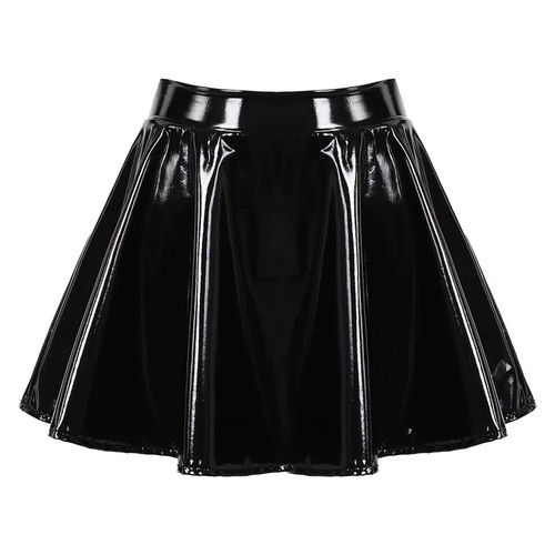Damen wetlook rock lackleder - rock,
