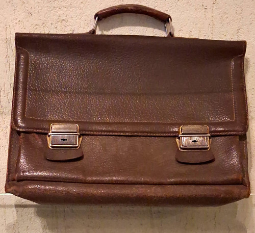 Braune leder aktentasche - leder,