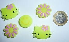 5x Damen Mädchen Smiley Kitty Schuh Charm Clogs Anstecker Pin LEUCHTEN Glow NEU