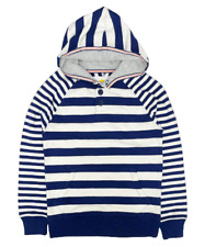 Mini Boden Jungen Langarm gestreifter Frottee Hoodie in elfenbein/marine (unvollkommen)