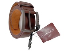 VEN-TOMY Leder Gürtel Herren Braun Uni Schnalle 120 cm