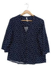 EVER.ME Damen Bluse Gr. 40/M Blau Maritim Anker Muster Viskose 3/4-Arm