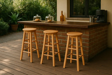 Barhocker aus Kautschukholz - Stabiler Barstuhl in 3 Größen