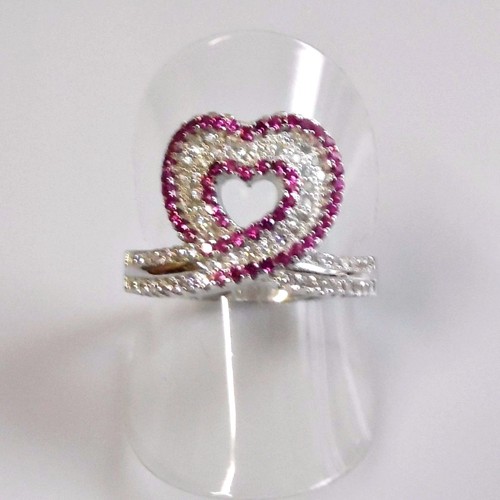 Rubin weißtopas herz ring - weißtopas, 925