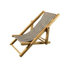 Puppenstube Miniatur - Liegestuhl blau / weiß Strand Urlaub