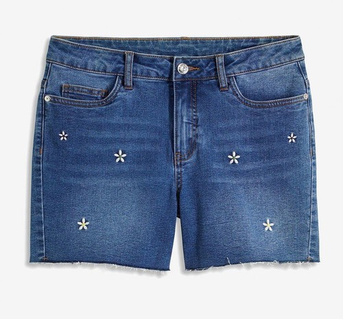 Jeans shorts mit stickerei - jeans-shorts,