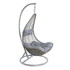 Hängesessel Polyrattan Hängekorb mit Gestell Hängestuhl Hängeschaukel Korb grau