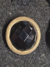 Rosenschliff schwarzer Onyx Sterlingsilber Gelbgold vergoldet gehämmert Größe 6