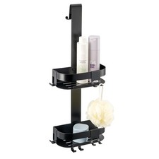 B-Ware eluno Duschablage für die Glasduschwand, Duschkorb mit 6 Haken, Edelstahl