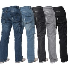 Enzo Herren Cargo Combat Jeans Denim Hose Freizeit Arbeitshose alle UK Bundgrößen