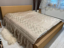 VINTAGE ⭐ XXL Bettüberwurf Tagesdecke 200 x 270 cm Doppelbett gold Satin Rüschen