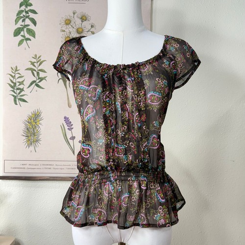 Y2k sheer floral top fairy - sheer,