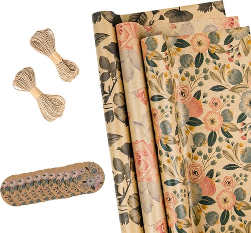 Blumen packpapier jute - packpapier, schnur