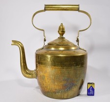 alter Messing TEEKESSEL golden Kanne Henkel Mittelalter Stil Küche Vintage Deko