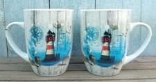 2x Porzellan Becher - Roter Sand - 350ml Kaffeebecher maritime Tasse Leuchtturm