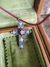 Silberkreuz Anhänger Silber 925 Granat sehr alt