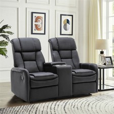 2er Kino Sessel schwarz Cupholder Fernsehsessel Relaxsessel Staufach Kunstleder