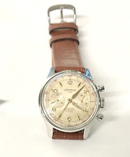 Lemania 105 Stahl Herrenuhr, Stahl mit Kunststoffglas, mit neuem Lederband