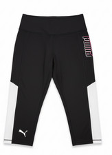 PUMA Women's High-Rise Capri Training Tights - Black with Mesh Panels (Size S)