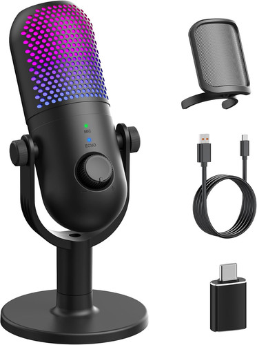 Mikrofon usb gaming rgb - rgb,, pc