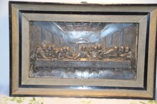 Das letzte Abendmahl, Kupferstich versilberte Bilderholzrahmen 100 jahre alt