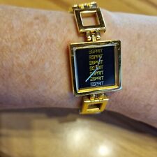 Esprit Damen Uhr Armbanduhr gold Edelstahl Zifferblatt schwarz eckig