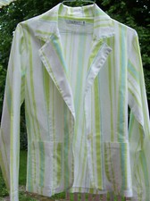 Jacke, Sommerjackett, Blazer, Weiß/Türkis, KARA MAKAN Gr.38 Baumwolle + Stretch