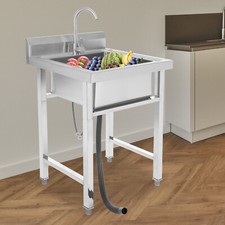 Küchenspüle Spültisch 1 Becken Rechts Gastrospüle Waschtisch Edelstahl 60*61 cm