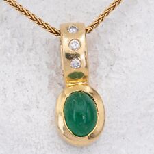 19,2 mm - Vintage Clip-Anhänger Chrysopras & Diamant 0,06 ct. Gelbgold 750/18K