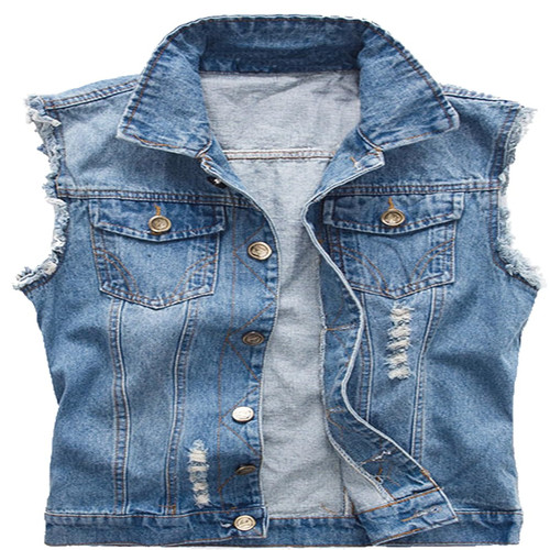 Herren denim westen - denim, zerrissen