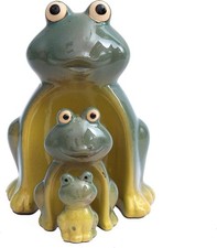 Keramik Frosch Familie 3er Set – Dekofigur für Garten & Wohnung