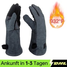 1 Paar Kaminhandschuhe Ofenhandschuhe Leder feuerfest Hitzeschutzhandschuhe NEU