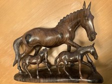 Alte Geschnitzte Pferde Figur Skulptur Aus Holz Handarbeit Vintage Alt Antik Rar