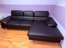 Ecksofa aus Leder, Schwarz