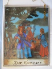 Fensterbild:  Bleiglasbild mit Kette 'Der Sommer',  24,5 cm  x  19 cm,